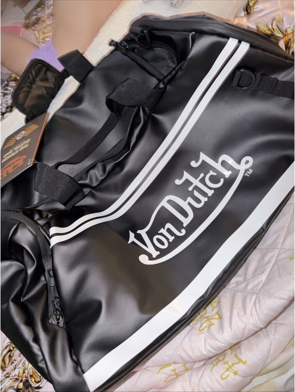 Von Dutch The Striker Duffel Bag Large Black with Warranty New with Tags